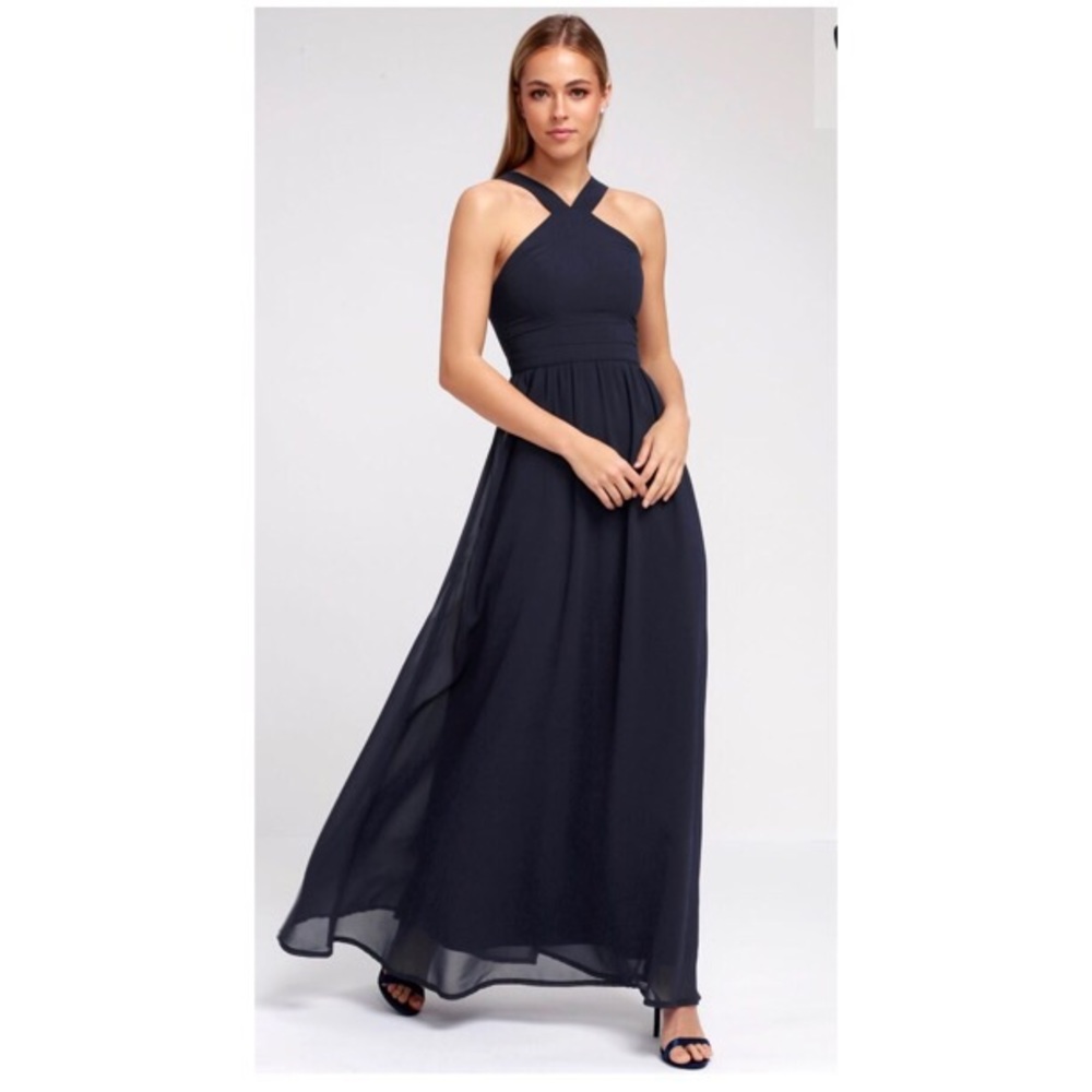 Navy Blue Romantic Maxi Dress